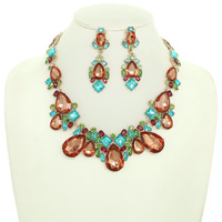 MULTICOLOR TEARDROP NECKLACE SET